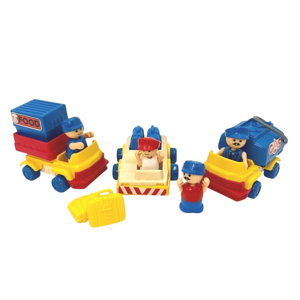 Vintage 1990 Unimax Lil‎ Playmates City Service Vehicle Set Food Gas Luggage